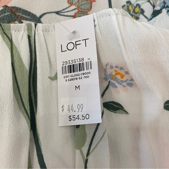 Loft Vibrant Floral Print Short Flouncy Sleeve Blouse Top, Women’s Size Medium - Picture 7 of 7